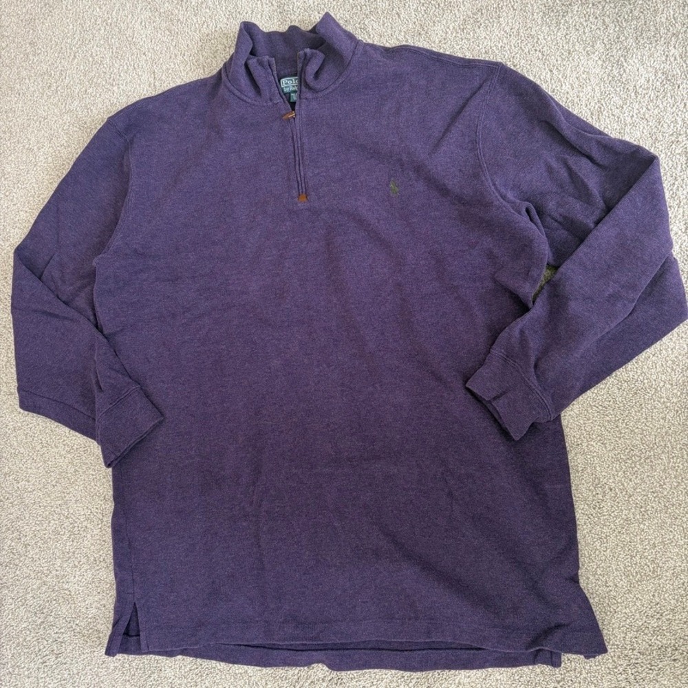 Polo Ralph Lauren Quarter Zip Sweater Mens 2XLT Purple Pullover Business Casual